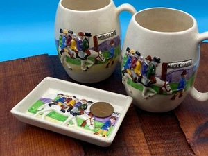 Vintage Devonmoor Mugs Tray Set of 3 Widecombe Ceramic Mid Century - Picture 1 of 12