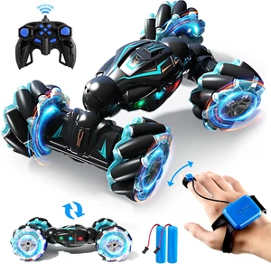 RC Stunt Car, 2.4Ghz 4WD Remote Control Gesture Sensor Toy Cars, Double Blue - Picture 1 of 7