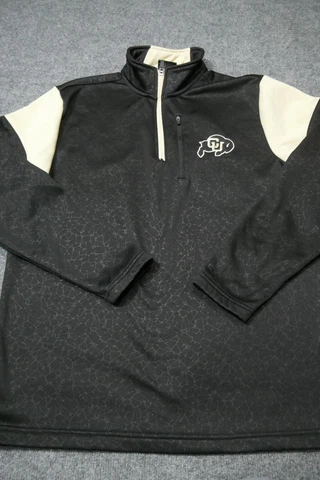 Colorado Buffaloes Jacket Mens Medium Black Gold Quarter Zip Casual Men Cover
