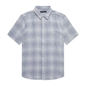 French Connection Mens Shirt Berrow Dobby Cotton Short Sleeve Top - Picture 1 of 10