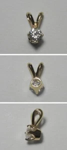 V216 Estate Solid 14K Yellow Gold 1/4ct Round Diamond Solitaire Pendant No Chain - Picture 1 of 1