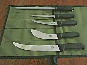 VICTORINOX 6 PCE BUTCHER BONER SKINNER KNIFE SET AUSSIE CANVAS WRAP SWISS MADE - Picture 1 of 11