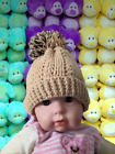 Handmade Hats & Mittens Set Soft Newborn Mittens Unisex Knitted Crochet 3-6Month