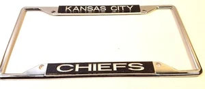 Kansas City Chiefs CHROME Black Glitter Deluxe LICENSE PLATE FRAME Rare Gift - Picture 1 of 2