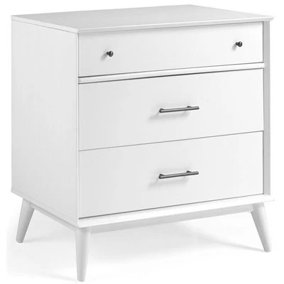 Camaflexi Mid-Century Solid Wood 3-Drawer Bedroom Dresser in White - Изображение 1 из 3