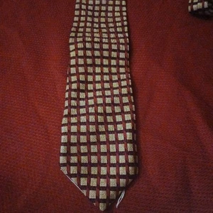 Cocktail Collection Silk Tie 59" X 3.75" Long Wine Red Yellow Checkered - Picture 1 of 5