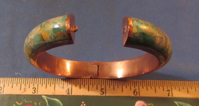 FIRMADO D T R JAY KING VERDE TURQUESA COBRE BISAGRAS BRAZALETE HALLAZGO DE MINA Foto 1 de 4