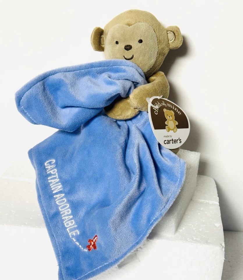 Manta de Seguridad Child of Mine Lovey Capitán Adorable Azul Peluche Mono Sonajero Foto 1 de 4