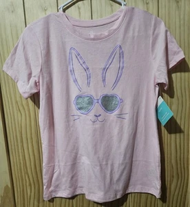 Girls XXL (18) Pink Bunny Face Tshirt - Picture 1 of 6