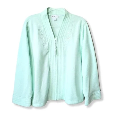 Women Miss Elaine Fleece Bed Jacket Robe Zip L Cozy Cottage Pastel Granny Retro - Image 1 of 4