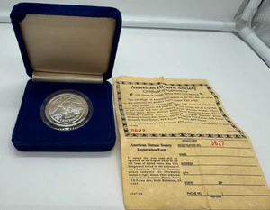 Dakota del Norte 1889-1989 Centenario PLATA CONMEMORATIVO 1 oz. PLATA Redonda con Caja - Imagen 1 de 5