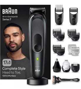 Braun MGK7491 Series 7 All-in-One Style Kit Tagliacapelli - Nero - NUOVO & IMBALLO ORIGINALE - Foto 1 di 1