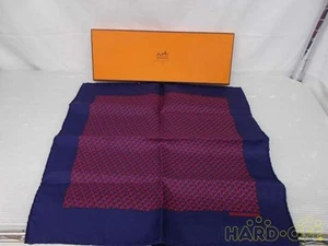 HERMES Authentic 100% Silk Horseshoe Pocket Square Scarf 42cm x 42cm With Box - Picture 1 of 3