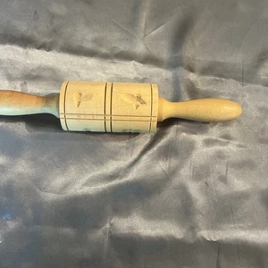 Embossing Decorative Butter Cookie Wood Rolling Pin Small Primitive Shortbread - Picture 1 of 4