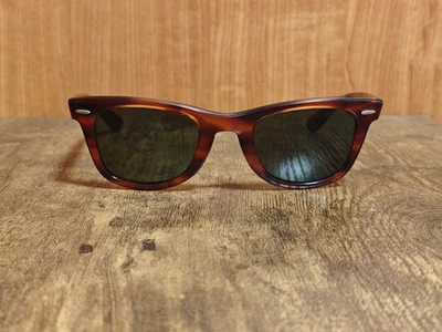 VINTAGE RAY BAN BL TORTOISE ACETATE WAYFARER SUNGLASSES MADE IN USA 50/24 #737 - Immagine 1 di 4