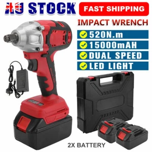 Cordless Power Impact Wrench Brushless Rattle Gun Drill Tool Socket w/ 2 Battery - Picture 1 of 14