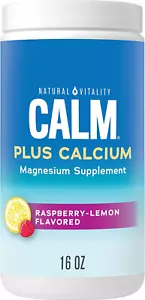 Natural Vitality Calm, Magnesium Citrate Calcium Supplement Raspberry Lemon16oz - Picture 1 of 2