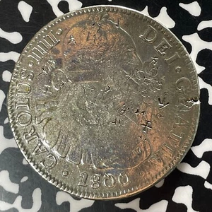1800-Mo FM Mexico 8 Reales Lot#JM9402 Large Silver! Chop Marks & Polished - Picture 1 of 2