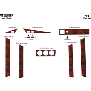 Mercedes 190 1983-1993 11Pcs Fit Interior Dash Trim Cover Kit Wood - Bild 1 von 14