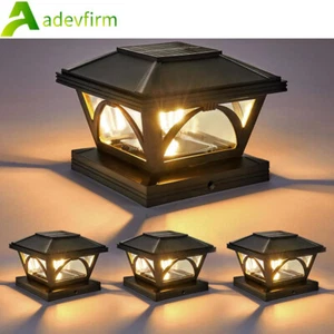 4x LED Solar Pfostenkappe Zaunleuchte beleuchtet Pfostenleuchte Zaunpfostenlampe - Bild 1 von 14