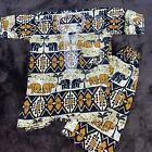 Boys Traditional African Outfit 2 Piece Set One Size Elephant Print