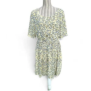 Cremieux Damen Plissee Kleid weiß mit blau & gelbem Pferdemuster Design 12 - Bild 1 von 6