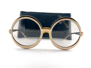 VINTAGE RENAULD ROUND GOLD METALLIC SUNGLASSES 1980'S MADE IN USA - Picture 1 of 10