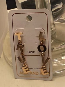 Alex and Ani Rose Gold Filled True Love Dangle Post Earrings New $58 - Picture 1 of 4