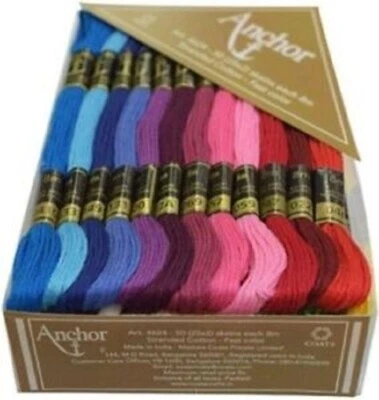 Anchor Cotton Embroidery Thread Skeins Multicolor Floss Cross Stitch Pack Of 50 - Image 1 of 4