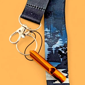 MOUNTAIN LANDSCAPE LANYARD emergency whistle keychain neck strap hike camping W5 - Picture 1 of 3