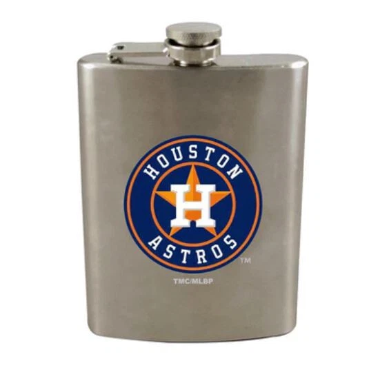 Houston Astros 8oz Stainless Steel Flask w/ Large Decal Officially Licensed MLB - Image 1 of 1