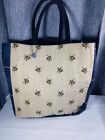 VTG Nordic House Designs USA Made Large Bumble Bee Velvet Bag Tote Plaid