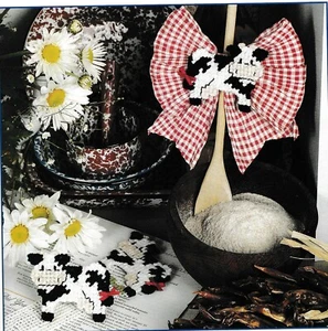 Segnalibro mucca, calamita e cucchiaio decorazione - 7 pezzi - SOLO motivo tela plastica - Foto 1 di 2