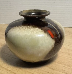 Vintage tropfenglasierte Knospenvase Zwiebelform schöne Farbkombination signiert - Bild 1 von 8