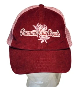 Gorra Panama City Beach Florida Vacaciones Primavera Malla Mujer Rojo Rosa - Imagen 1 de 6
