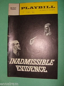Feb 1966 NY Spielzettel Unzulässige Beweise Nicol Williamson Peter Sallis - Bild 1 von 2