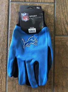 DETROIT LIONS Logo Football NFL SPORT UTILITY GLOVES Blue with Black Palm Adult - Picture 1 of 2