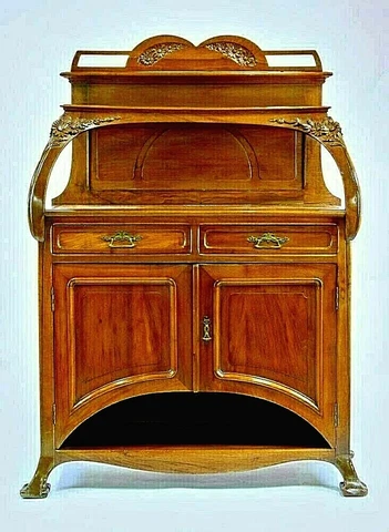 ANTIQUE - LOUIS MAJORELLE French Art Nouveau Carved Wood Server/Buffet - BEAUTY! Cover
