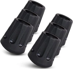 TrailBuddy Walking Stick Tips - Pack of 6 Replacement Rubber Cane Tips Fit Most - Picture 1 of 5