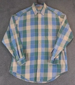 Vintage LL Bean Hemd Herren Large Tall grün blau grau Flanell Knopfleiste kariert - Bild 1 von 11