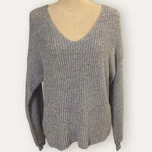 Large, Baby Blue, V Neck Sweater - Z Supply, Cotton & Nylon - Picture 1 of 4