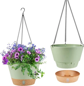 2 Pack Hanging Planters, 10 Inch Indoor Outdoor Hanging Plant Pot Basket - Picture 1 of 12