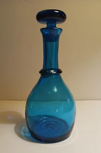 Blenko 7619 Turquoise Blue Ring Decanter With Stopper 11" WV 2024 - Picture 1 of 15