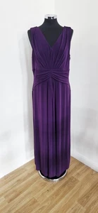 Jacques Vert purple maxi dress size 20 draped stretch v neck sleeveless ruched  - Picture 1 of 8