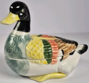 Vintage Keramik Ente Stockente Figur Schmuckschatulle Sammlerstück Behälter - Bild 1 von 11