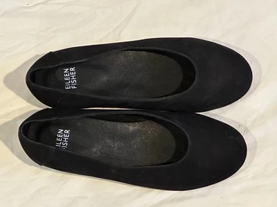 Nuevo Eileen Fisher Una Cuña Oculta Ballet Punta Redonda Negro Zapatilla/Plana Talla 6.5  Foto 1 de 4