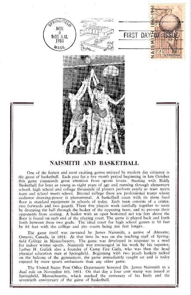 Hammond Maxi Card First Day FDC #1189 James Naismith Basketball 1961 - Image 1 of 1