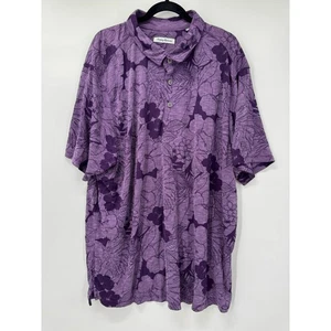 Tommy Bahama Men's Sport Miramar Blooms Purple Floral Polo Tencel Shirt Sz 2XLB - Picture 1 of 5