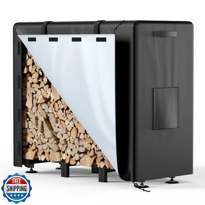 Rack de lenha Brightown externo com tampa, 4 pés rack de madeira interno para lenha - Imagem 1 de 4