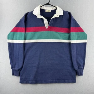 Vintage LL Bean Rugby Shirt Mens Large Striped Heavy Cotton Polo 90s Made in USA - Picture 1 of 16
